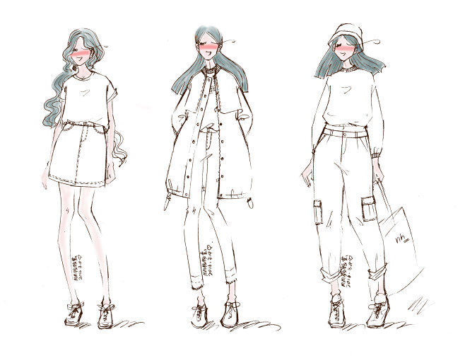 手绘线稿中的牛仔灵魂 服装设计稿的时装插画技巧解析